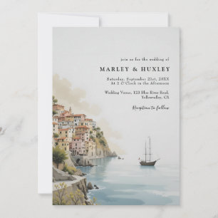 Invitación Boda Minimalista de verano acuático de la costa de