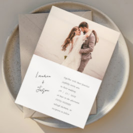 Invitación Boda minimalista del Boho de fotos en blanco y neg