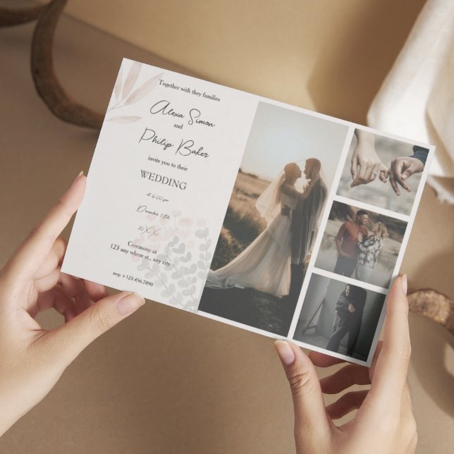 Invitación Boda minimalista del Collage de fotos Boho (Subido por el creador)