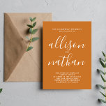 Invitación Boda Minimalista del guión de calabaza de simplici<br><div class="desc">¡Esta sencilla y preciosa invitación a la boda es perfecta para los minimalistas de todos nosotros! Por favor,  contáctame si quieres ayudar a personalizar la parte de texto de esta invitación a la boda.</div>
