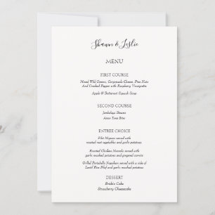 Invitación Boda Minimalista divertido menú de tres platos