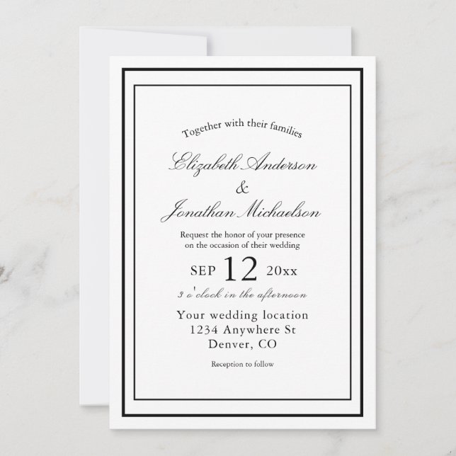 Invitación Boda Minimalista elegante (Anverso)
