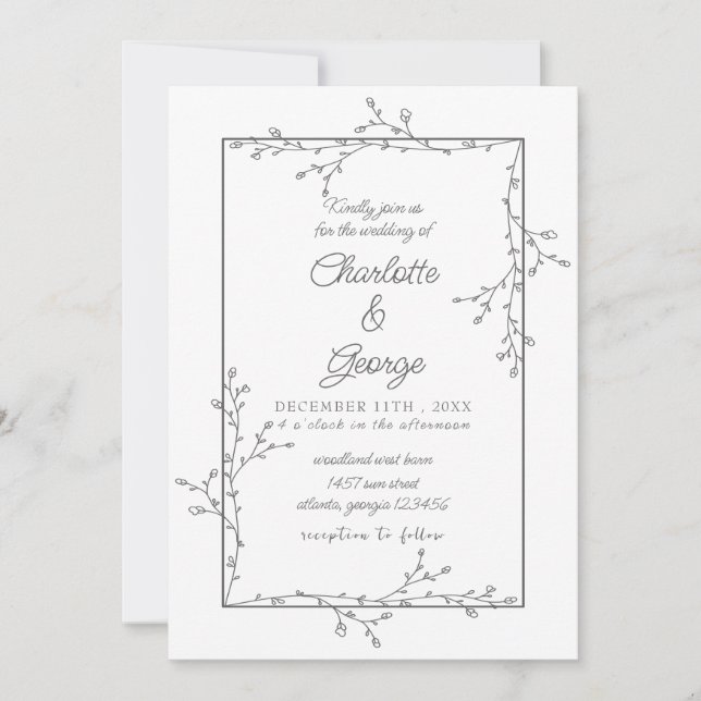 Invitación Boda minimalista elegante (Anverso)
