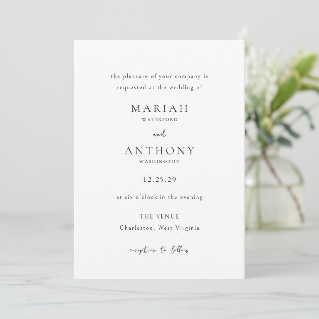 Invitación Boda Minimalista Elegante (Anverso de pie)