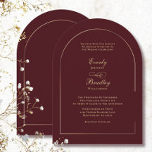 Boda Minimalista Elegante Arqueada de Borgoña y Or