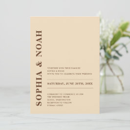 Invitación Boda minimalista elegante beige moderno