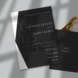 Invitación Boda Minimalista elegante blanco y negro