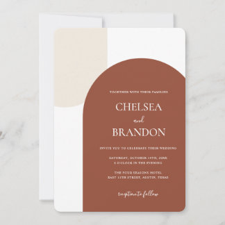 Invitación Boda Minimalista Elegante Bohemio con Arco de Terr