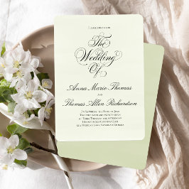 Invitación Boda Minimalista Elegante Botánica Verde Salvia De
