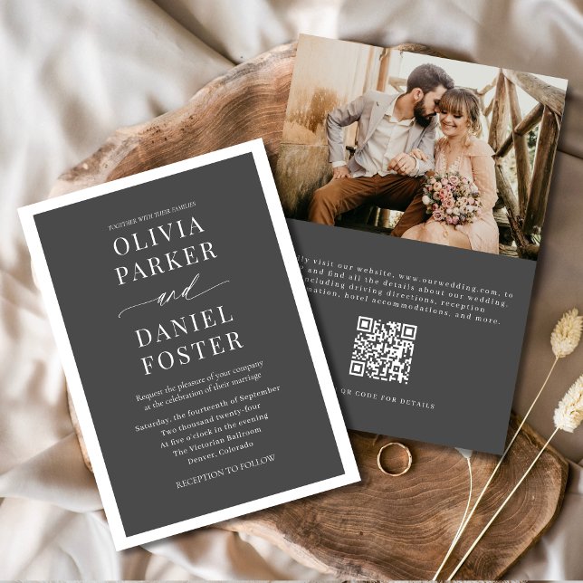Invitación Boda Minimalista elegante clásico de código QR (Subido por el creador)