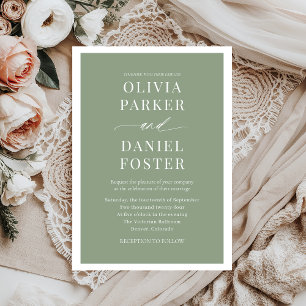 Invitación Boda Minimalista elegante clásico Sage Green