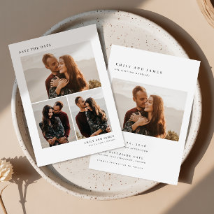 Invitación Boda Minimalista Elegante Collage de 4 Fotos