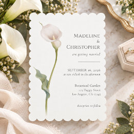 Invitación Boda Minimalista Elegante con Lirio de Calla Blanc