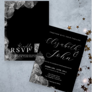 Invitación Boda Minimalista Elegante con Tinta Negra y Blanca