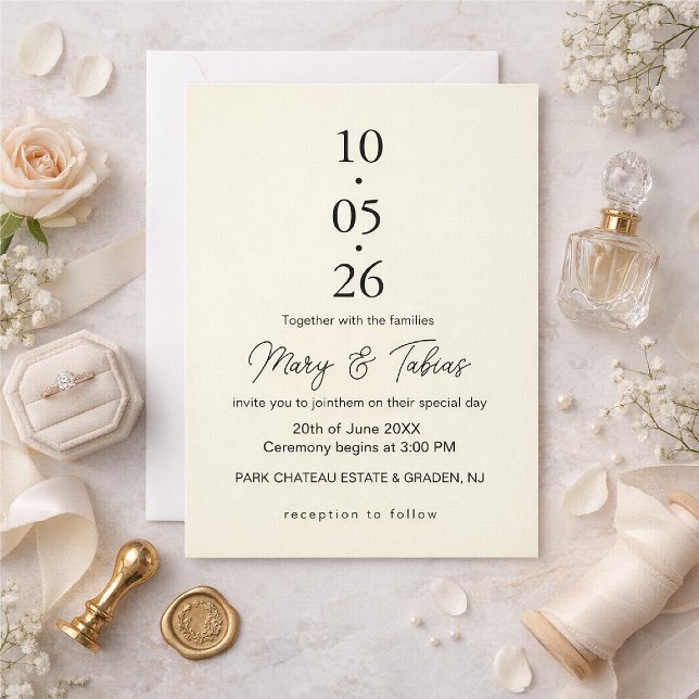 Invitación Boda Minimalista Elegante Crema Blanco (Subido por el creador)