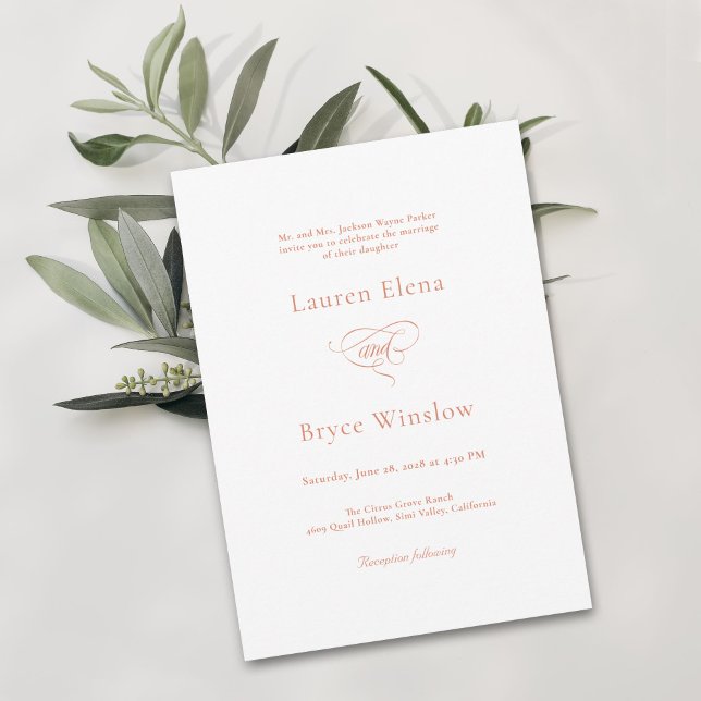 Invitación Boda minimalista elegante de cítricos blancos simp (Subido por el creador)
