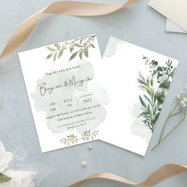 Invitación Boda Minimalista elegante de color de agua verde