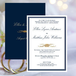 Invitación Boda Minimalista elegante de la Marina y el Oro
