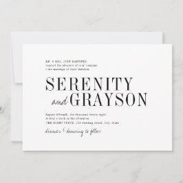 Invitación Boda minimalista elegante de la tipografía moderna