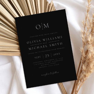 Invitación Boda Minimalista elegante de mate negro