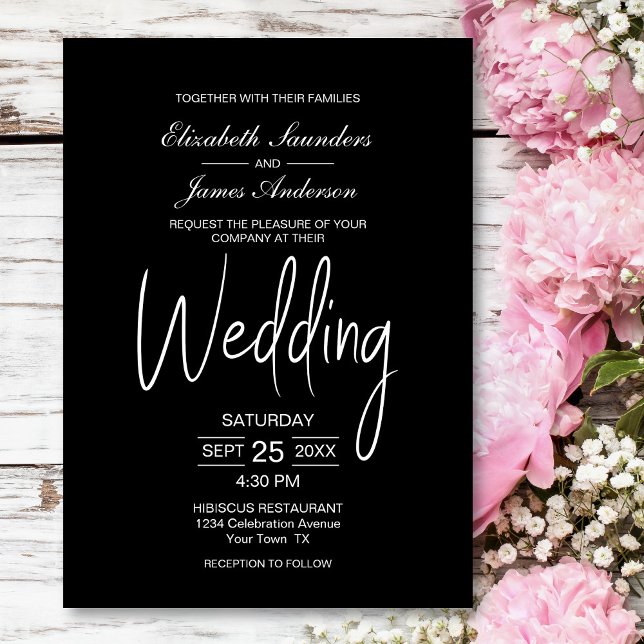 Invitación Boda Minimalista Elegante de Negro (Subido por el creador)