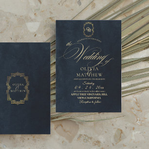 Invitación Boda Minimalista elegante de oro negro