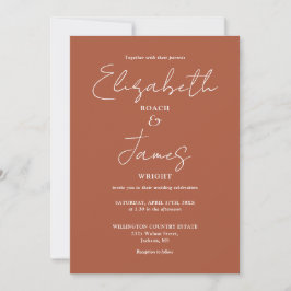 Invitación Boda minimalista elegante de terracota todo en uno