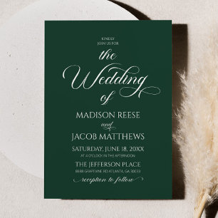 Invitación Boda Minimalista elegante del Clásico Verde Esmera
