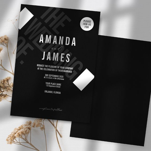 Invitación Boda minimalista elegante en blanco y negro (Subido por el creador)