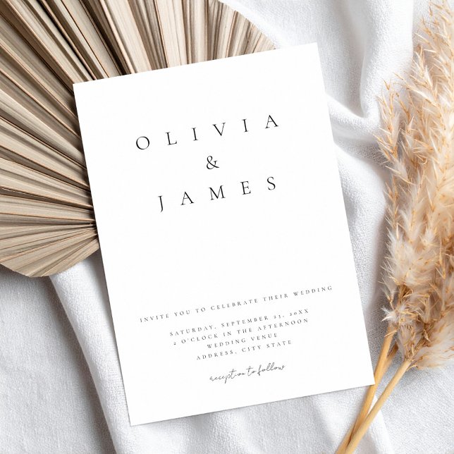 Invitación Boda minimalista elegante en blanco y negro (Subido por el creador)
