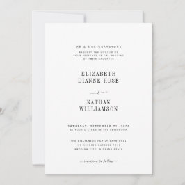 Invitación Boda minimalista elegante en blanco y negro