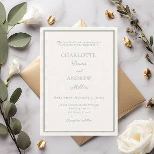 Invitación Boda minimalista elegante moderna verde salvia mar