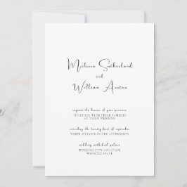 Invitación Boda minimalista elegante negro y blanco