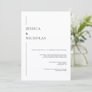 Invitación Boda minimalista elegante negro y blanco