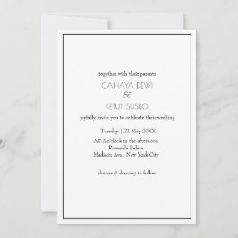 Invitación Boda minimalista elegante negro y blanco