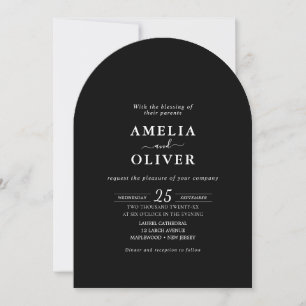 Invitación Boda Minimalista Elegante Todo en Uno Arco Negro