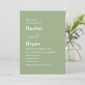 Invitación Boda Minimalista Elegante Verde Salvia