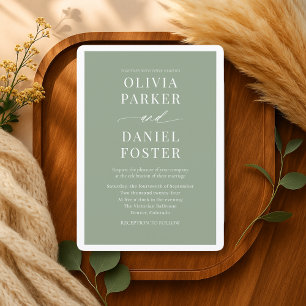Invitación Boda Minimalista Elegante Verde Salvia