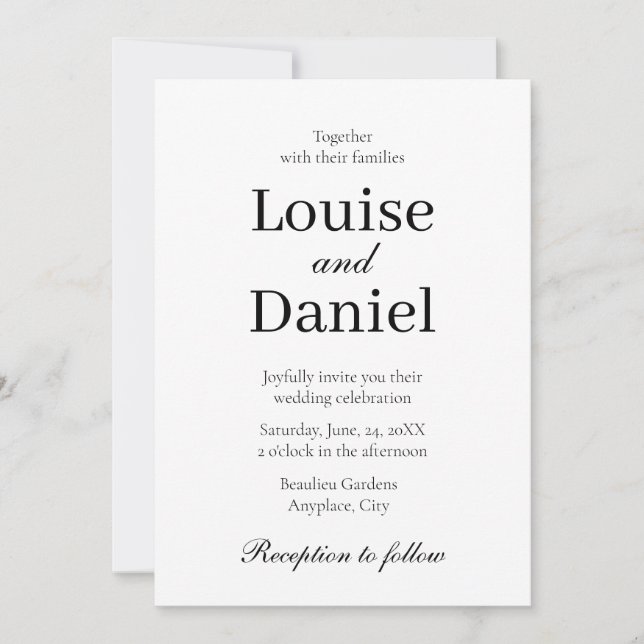 Invitación Boda minimalista, elegante y simple personalizado (Anverso)