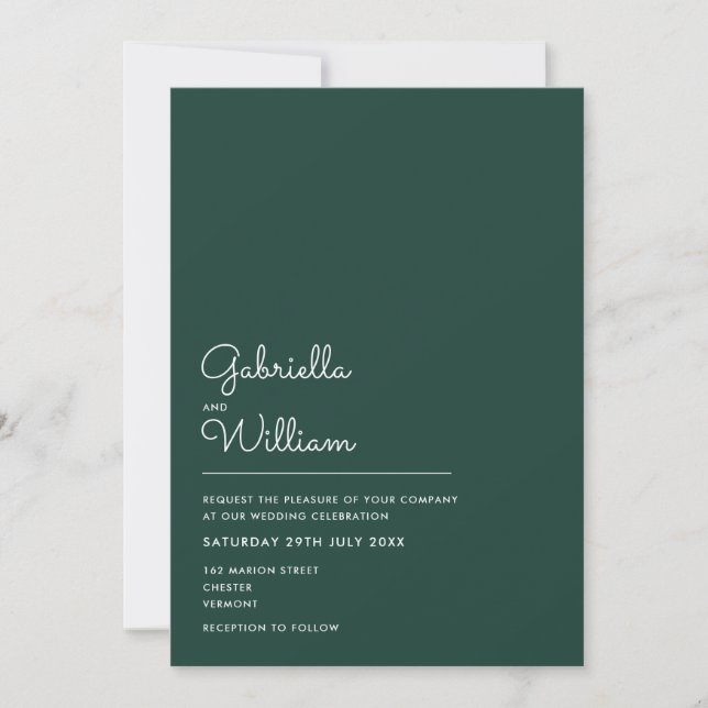 Invitación Boda Minimalista Emerald Elegant (Anverso)