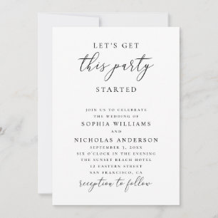 Invitación Boda Minimalista Empecemos esta Fiesta