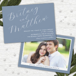 Invitación Boda Minimalista en Azul Polvo con Letra Elegante