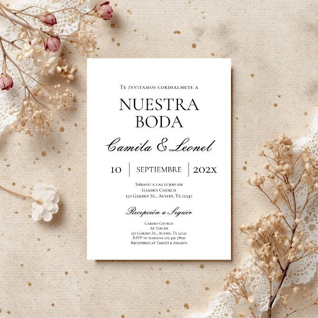 Invitación Boda minimalista en español (Subido por el creador)