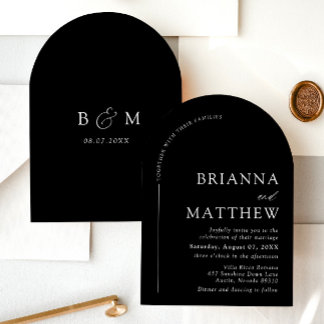 Invitación Boda Minimalista en Negro y Blanco con Arco Modern