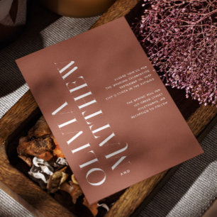 Invitación Boda Minimalista en Terracota Profunda   Foto + QR