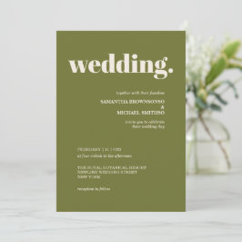 Invitación Boda Minimalista en Tonos Terrosos Verde Oliva