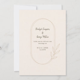 Invitación Boda minimalista escandinava botánica dorada