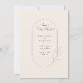 Invitación Boda minimalista escandinava botánica dorada