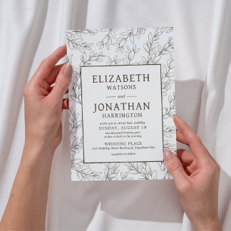 Invitación Boda minimalista floral beige