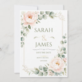 Invitación Boda Minimalista Floral Botánica Pastel Elegante
